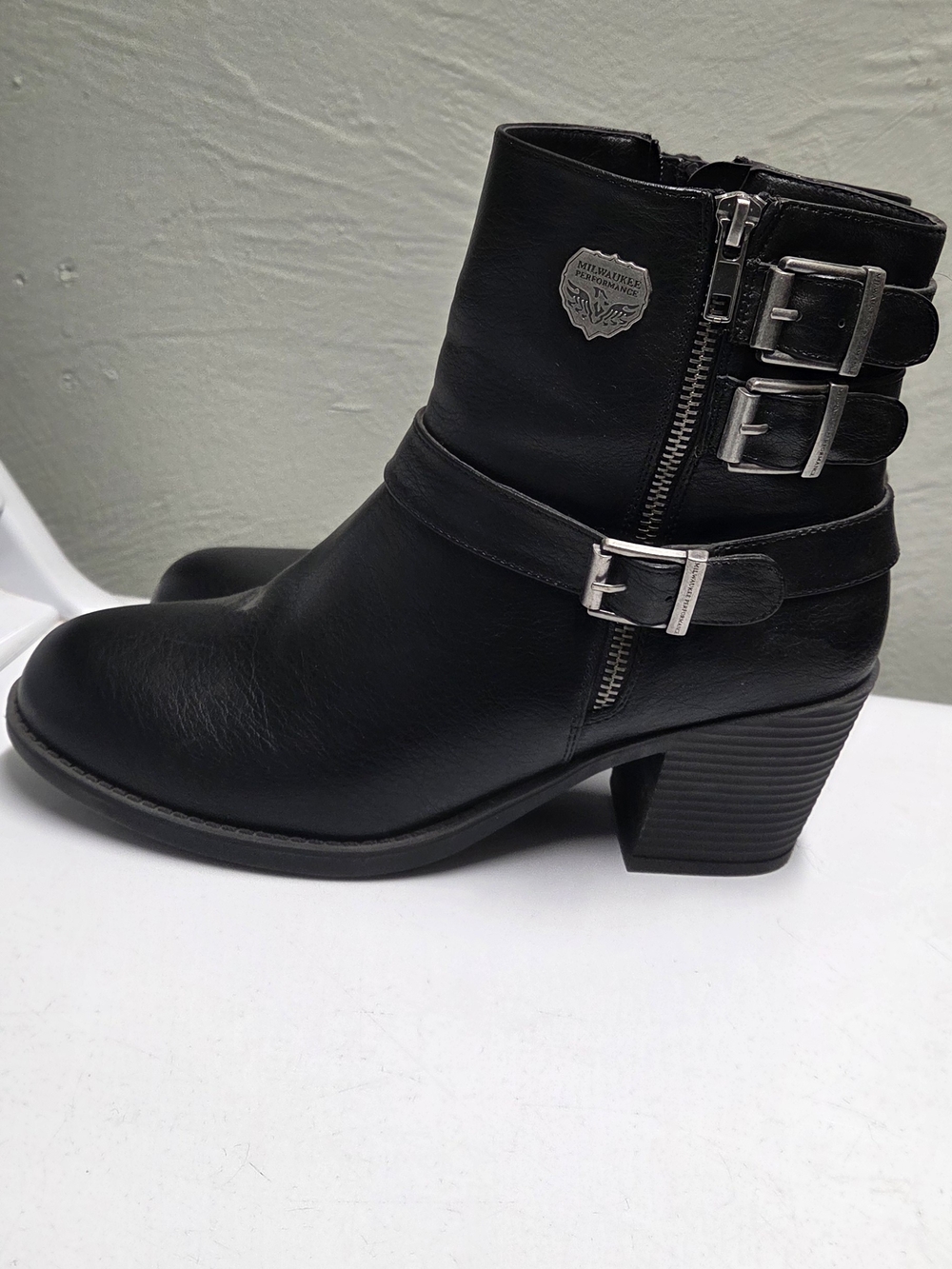 Milwaukee Black Ankle Boot with Buckle Detail - Women